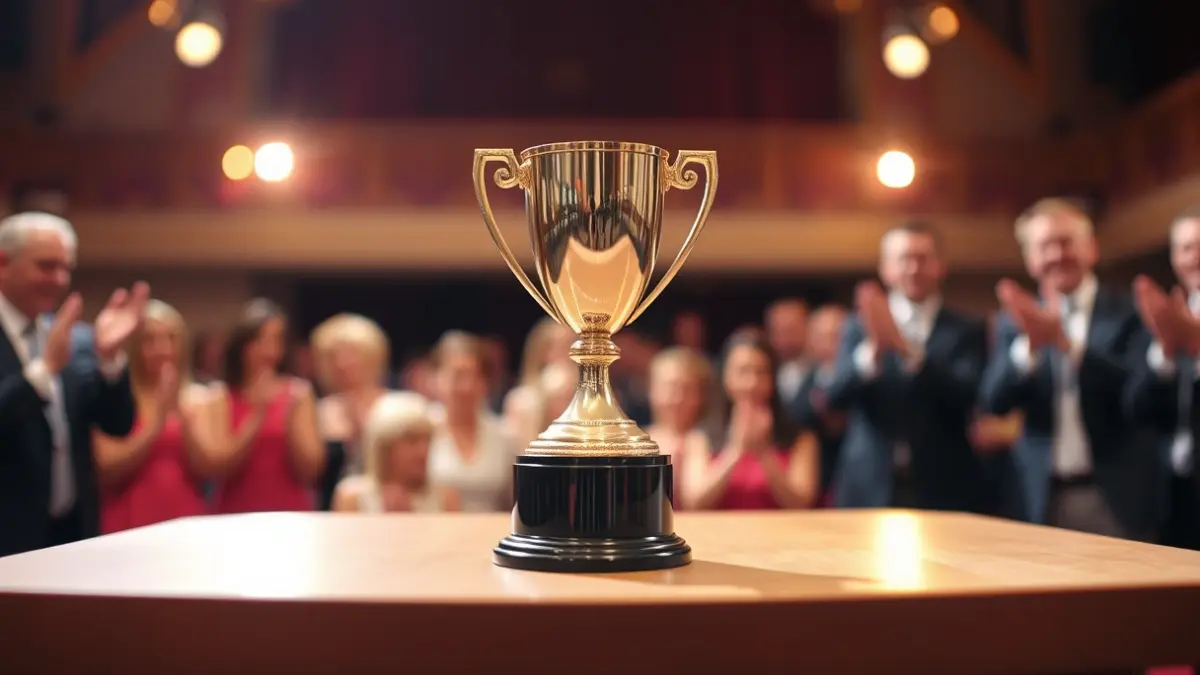 Imagen genérica de un trofeo de premio en un evento de reconocimiento empresarial.