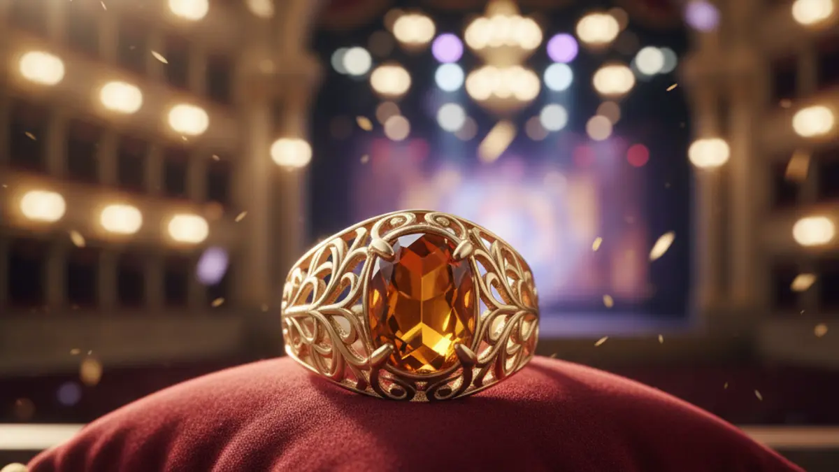 Generic image of an honor award, a golden ring on a velvet cushion.