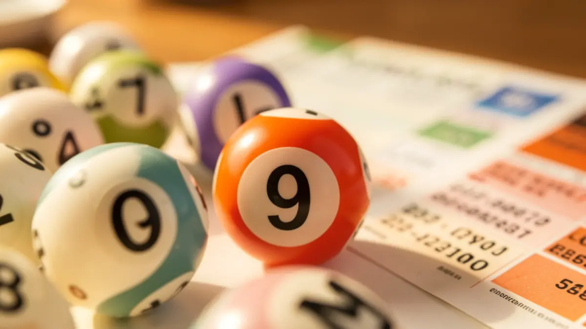 Generic image of lottery balls with numbers and a winning ticket.