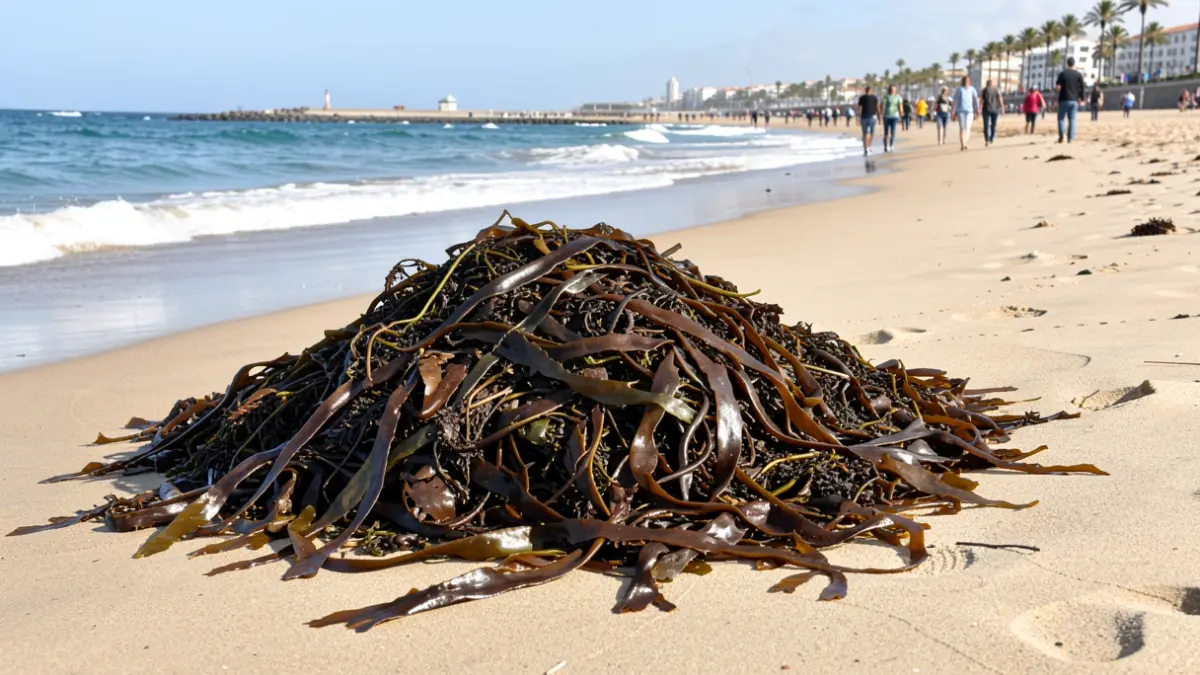 Imagen genérica de algas acumuladas en una playa de Las Palmas de Gran Canaria.