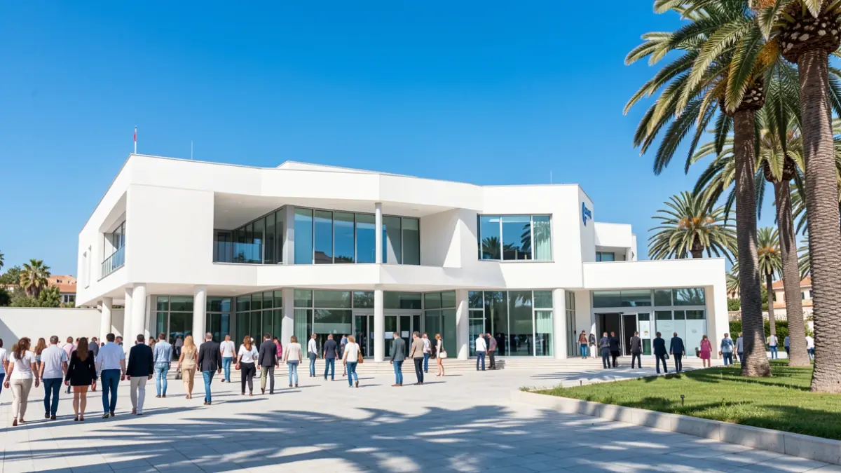 Generic image of a modern health center in a sunny environment.