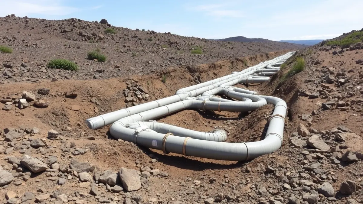 Image of sewage pipes in a ravine, representing restoration works.