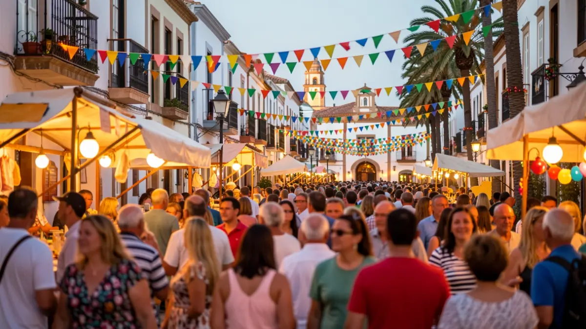 Generic image of a festive celebration in Santa Cruz de Tenerife with a party atmosphere and local architecture.