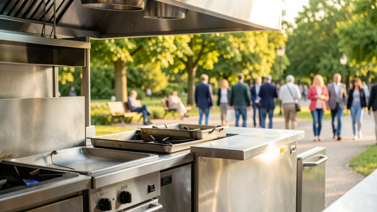 Generic image of a professional cooking station in an outdoor setting.