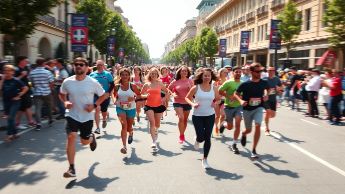 Generic image of a popular race on an urban avenue.