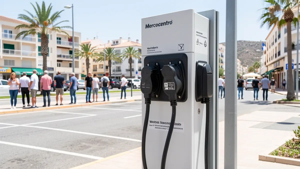 Semi-rapid charging point for electric vehicles at Mercacentro, Vecindario.