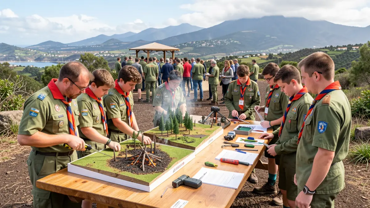 Generic image of scout youths participating in an educational day on forest fire prevention in Tenerife.