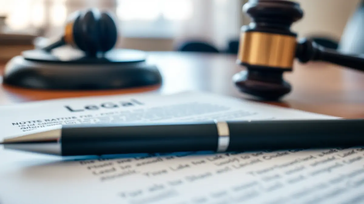 Generic image of a legal document with a pen and a judge's gavel.