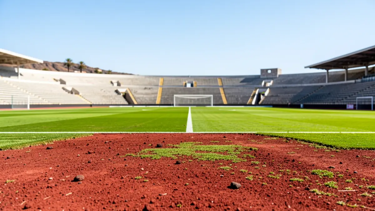 Imagen genérica de un campo de fútbol en Tenerife con gradas vacías.