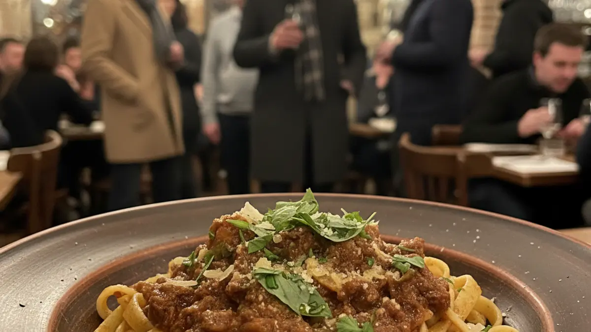 Imagen de un plato de pasta fresca artesanal en un restaurante italiano.