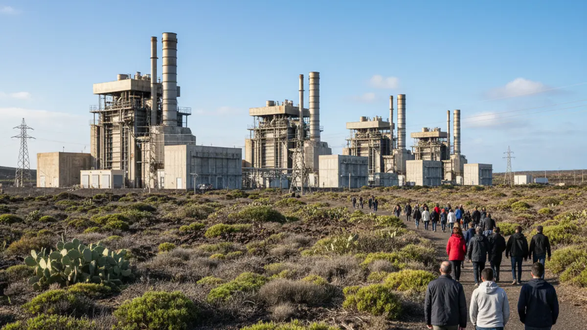 Imagen de una planta de emergencia energética con grupos electrógenos en un polígono industrial.