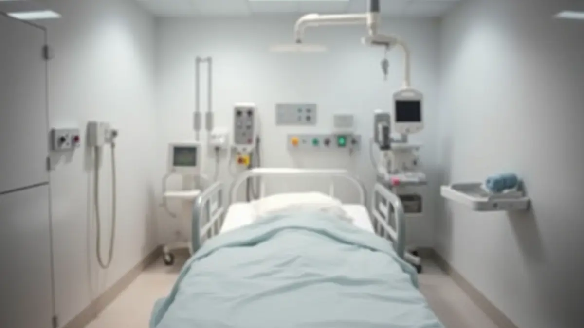 Imagen de una cama de aislamiento de alta seguridad en un hospital, simbolizando la limitada capacidad sanitaria.