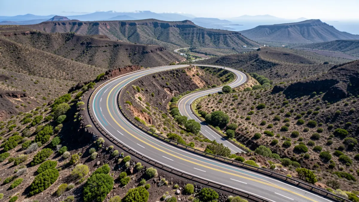 Generic image of the LP-3 road on La Palma with the third lane.
