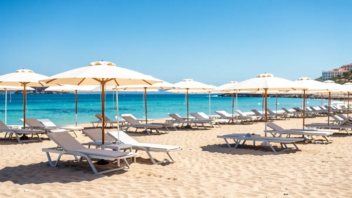 Imagen genérica de hamacas y sombrillas en una playa de Canarias.