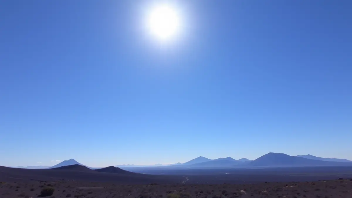 Imagen de un cielo despejado sobre un paisaje volcánico en Canarias, representando un día soleado.