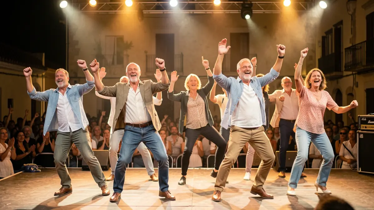 Generic image of a group of adults over 35 years old dancing on a stage.