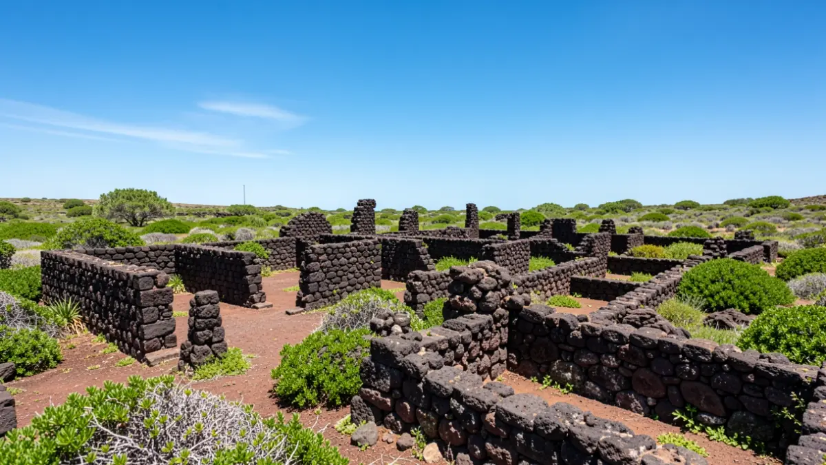 Panoramic view of the archaeological site of La Fortaleza in Santa Lucía de Tirajana, Gran Canaria.