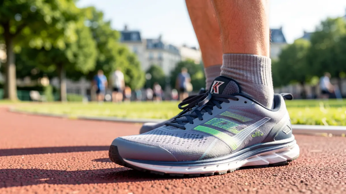 Imagen genérica de una zapatilla de deporte sobre asfalto en un entorno urbano.