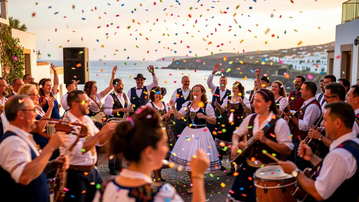 Generic image of a festive celebration with music and confetti in the Canary Islands.