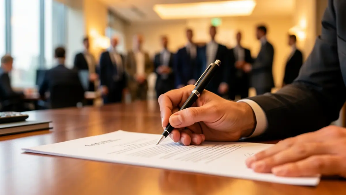 Generic image of signing administrative documents in an office.