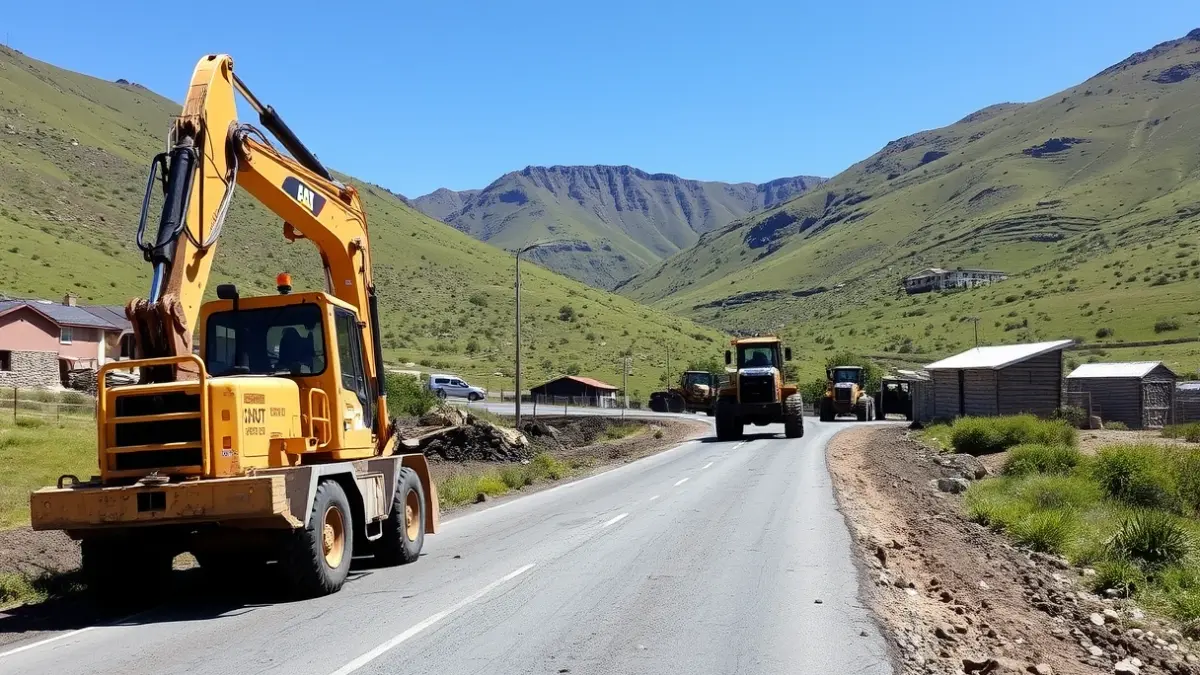 Recovery and safety works on a road in Vallehermoso, La Gomera, after Storm Therese.