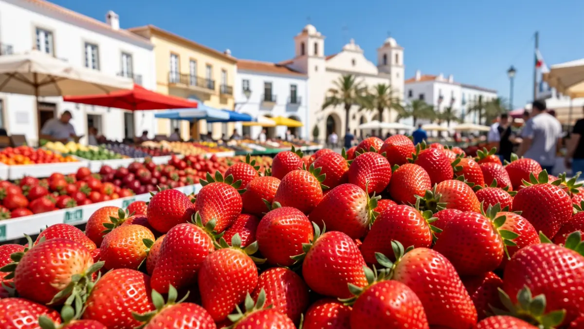 Image of the XI Strawberry Fair in Valsequillo, Gran Canaria, showing fresh strawberries.