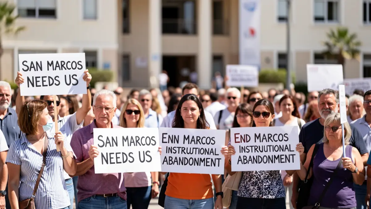 Generic image of a citizen protest in front of an institutional building.