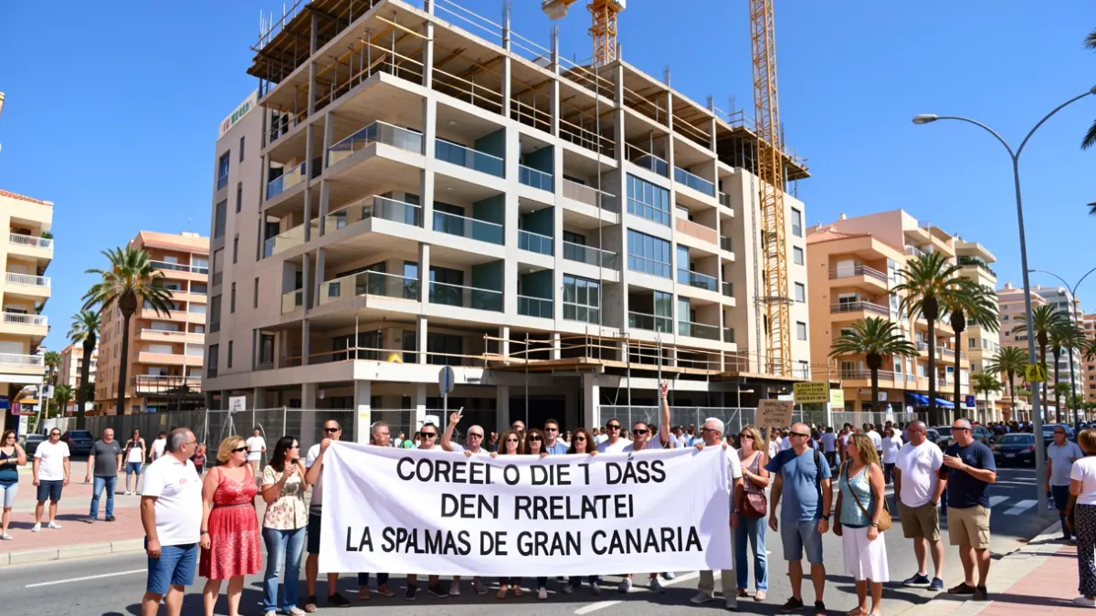 Imagen genérica de vecinos protestando por retrasos en la entrega de viviendas en Las Palmas de Gran Canaria.