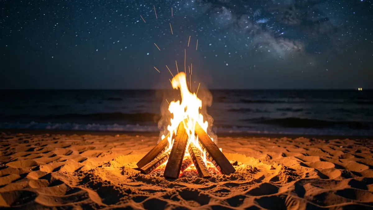 Imagen genérica de una hoguera en la playa por la noche.