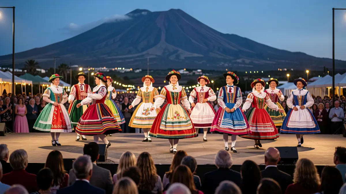 Generic image of Canarian folk dancers in traditional costumes.