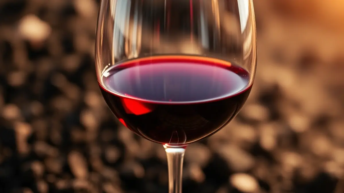 Imagen genérica de una copa de vino con un fondo volcánico borroso.