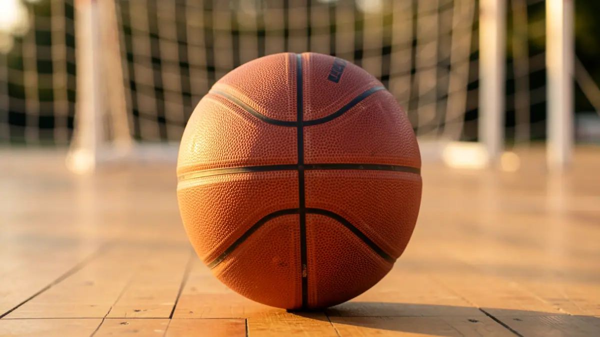 Generic image of a basketball on a court.
