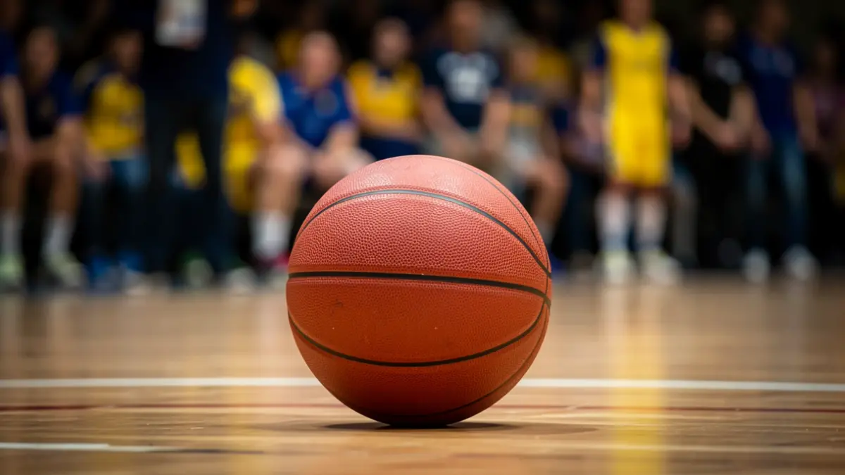 Generic image of a basketball on a court.