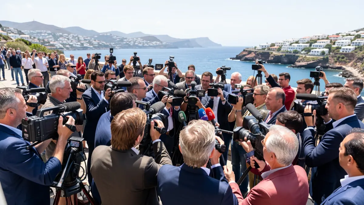 Generic image of media professionals covering a major event on the Canary Islands coast.
