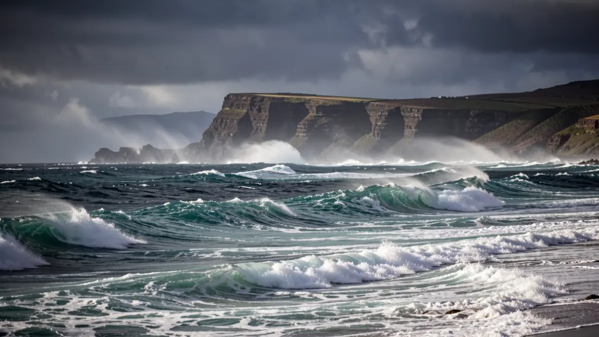 Generic image of strong wind and sea storm in the Canary Islands.