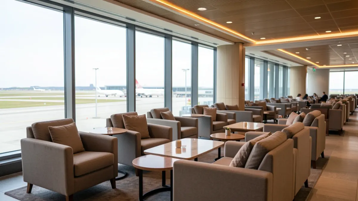 Imagen genérica de una sala VIP de aeropuerto moderno en Canarias.