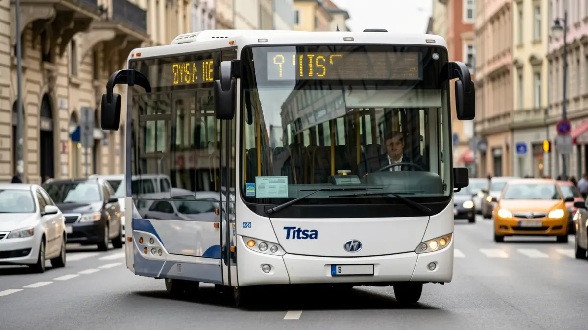 Generic image of a Titsa bus on a street in Tenerife.