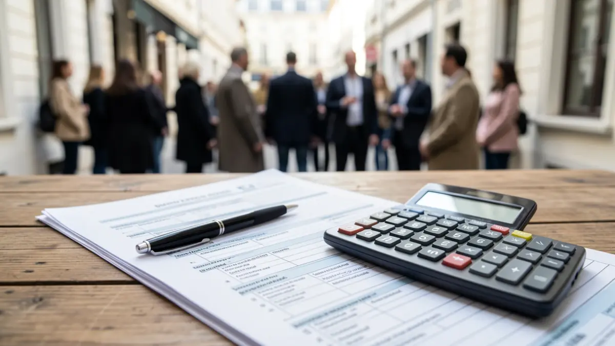Imagen genérica de un escritorio con documentos fiscales y una calculadora.
