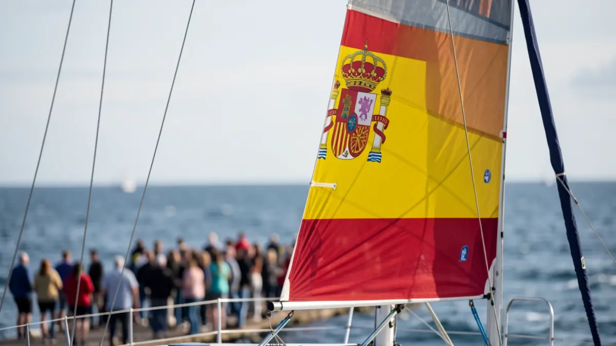 Imagen genérica de una vela de barco de competición con la bandera española.