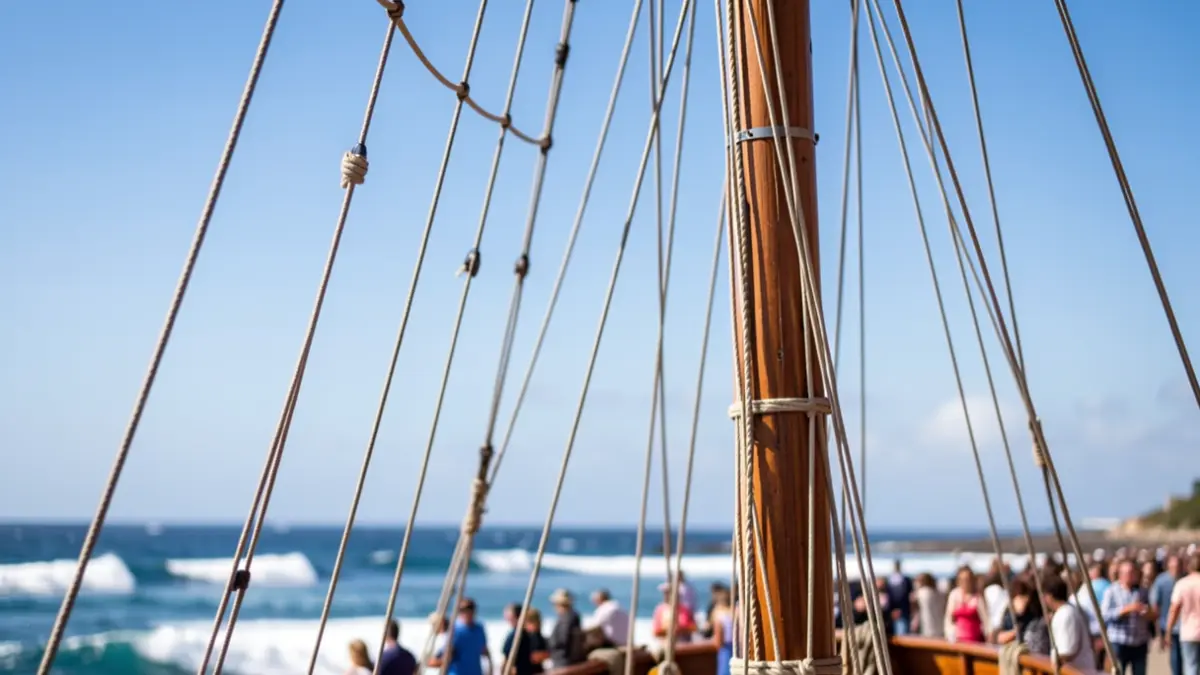 Image of a traditional Canary Islands sailing boat on the sea.