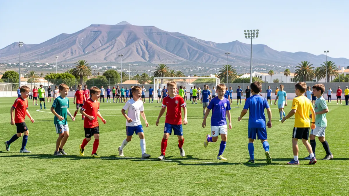 Imagen genérica de niños participando en un campus de fútbol en Canarias.