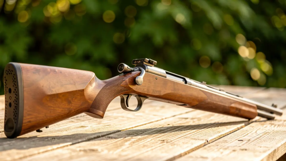Generic image of a hunting rifle against a background of foliage.