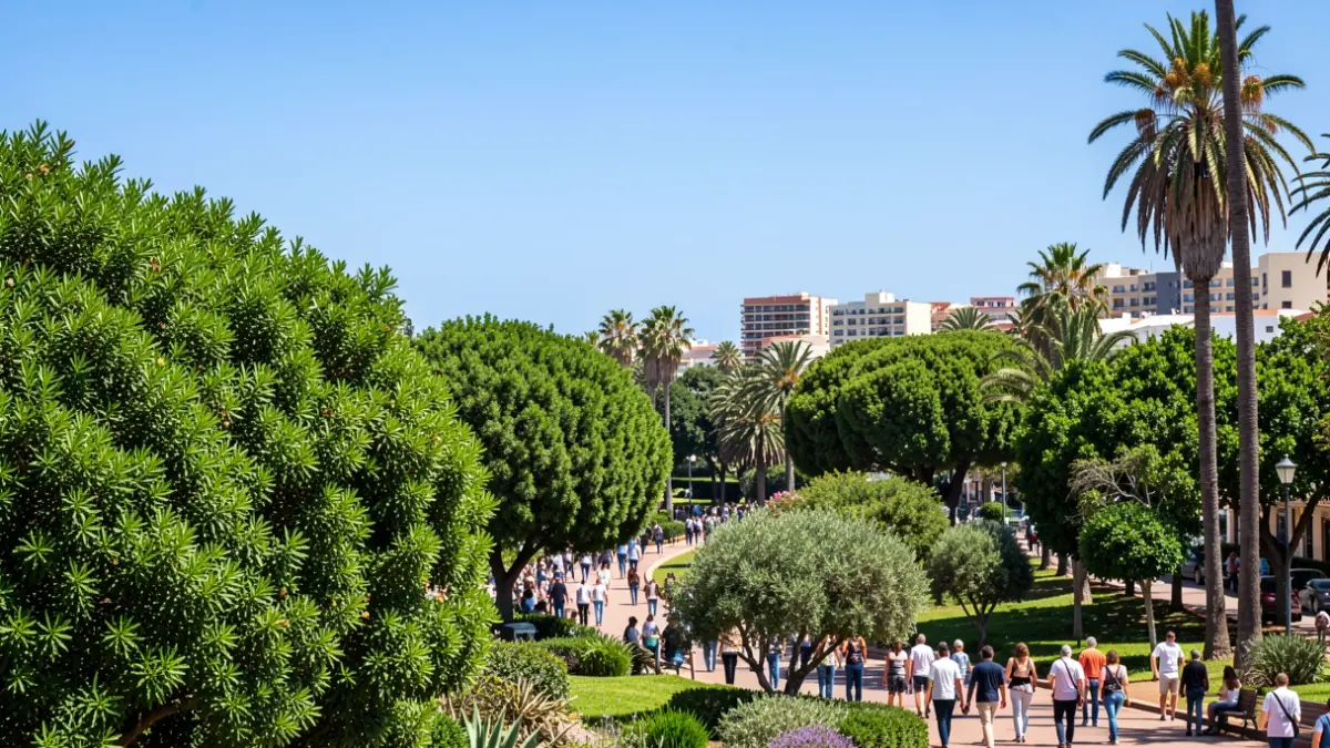 Imagen genérica de un parque urbano con muchos árboles en Arrecife, Lanzarote.