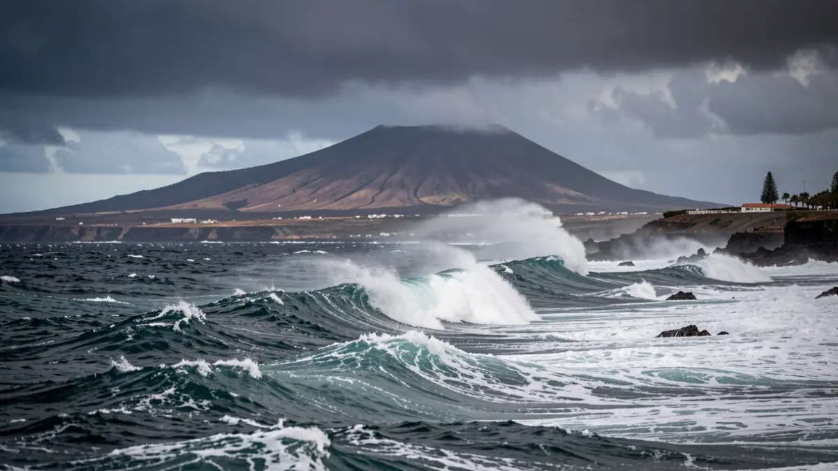 Imagen genérica de fuerte oleaje y viento en la costa de Canarias.