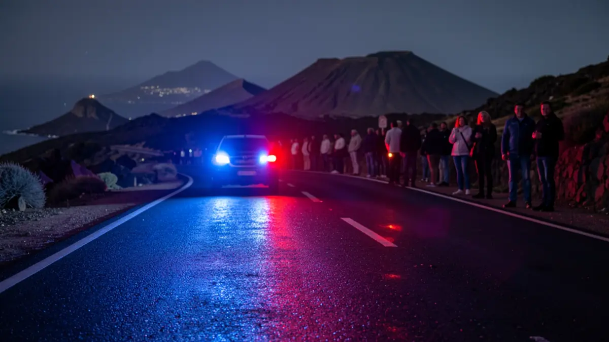 Generic image of police emergency lights reflecting on wet asphalt at night.