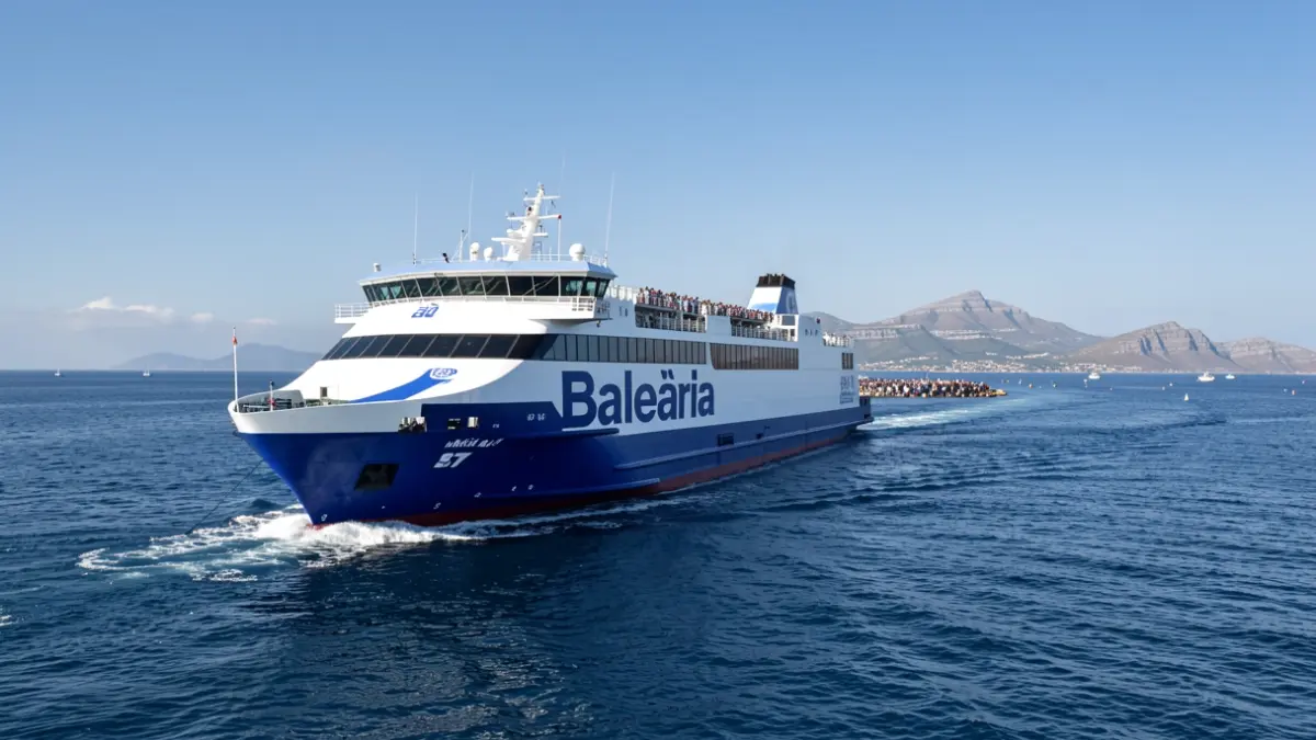 Baleària ferry sailing off the coast of the Canary Islands.
