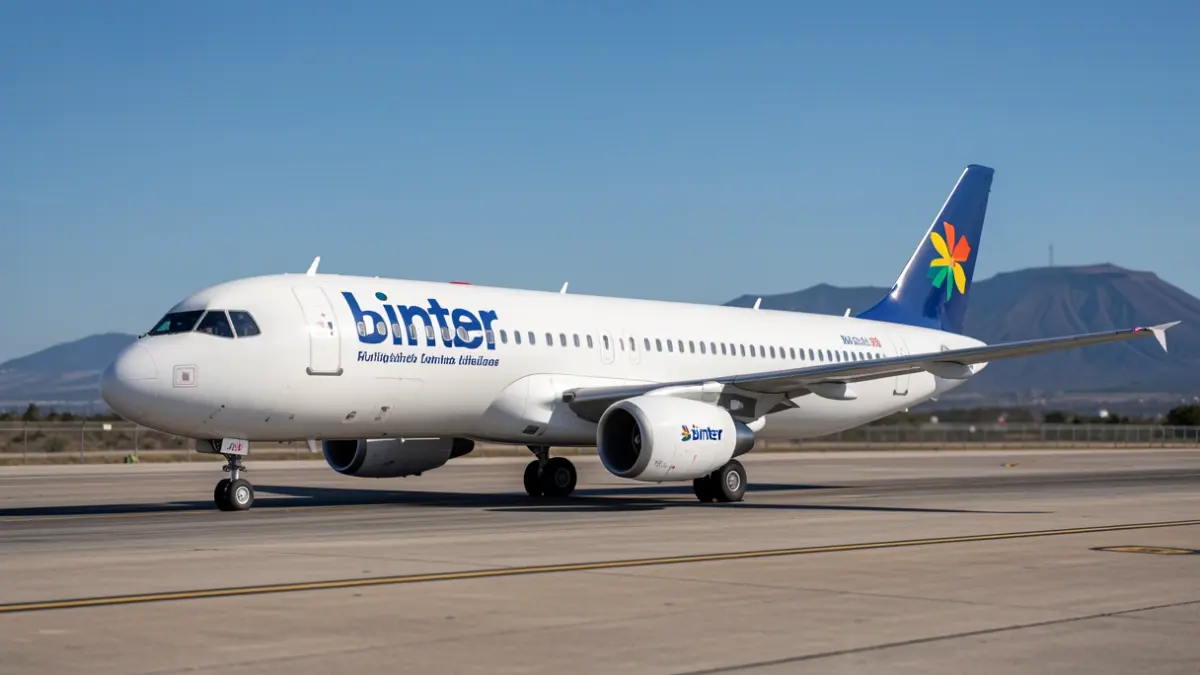 Avión de Binter en el aeropuerto de Gran Canaria.