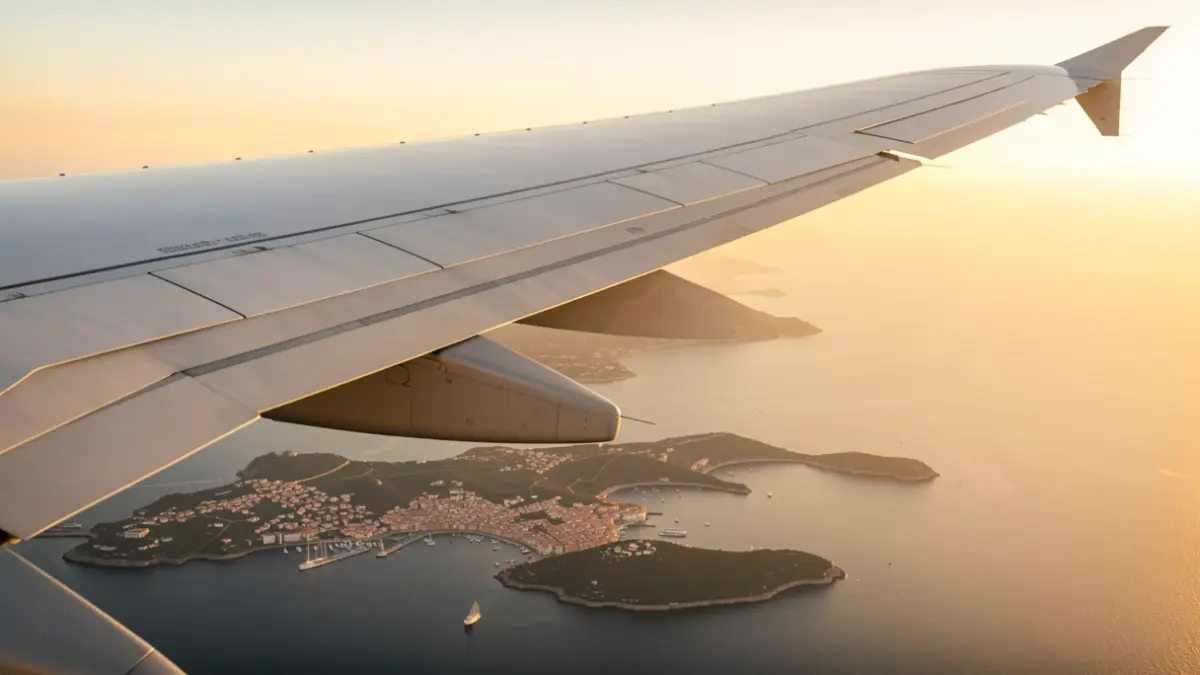 Imagen genérica de un ala de avión sobre las Islas Canarias.