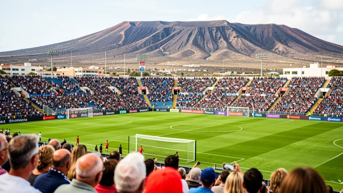 Generic image of a football stadium in the Canary Islands during a match.