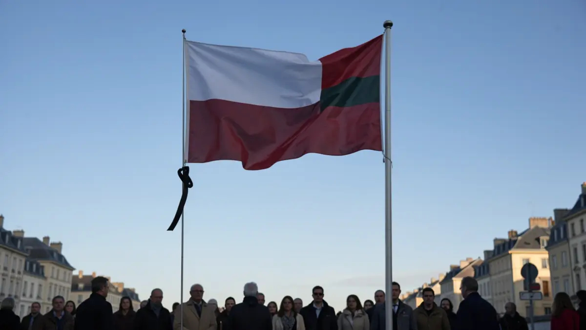 Imagen genérica de una bandera a media asta en señal de luto oficial.